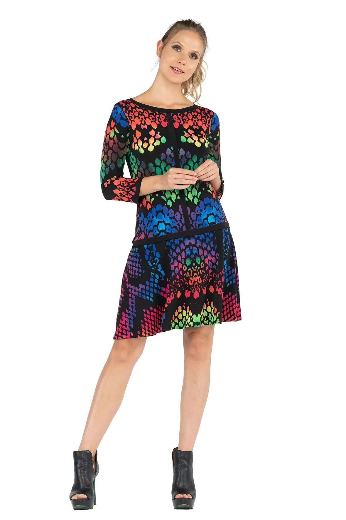 3/4 SL Round Longer Overskirt Banded Dress