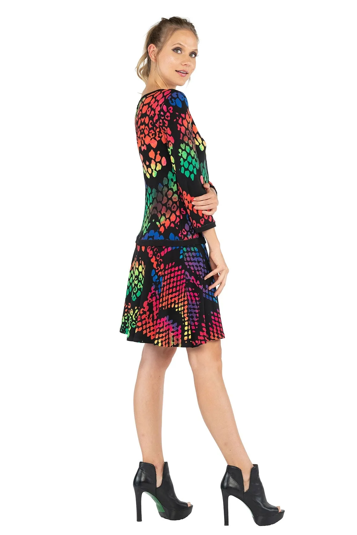 3/4 SL Round Longer Overskirt Banded Dress