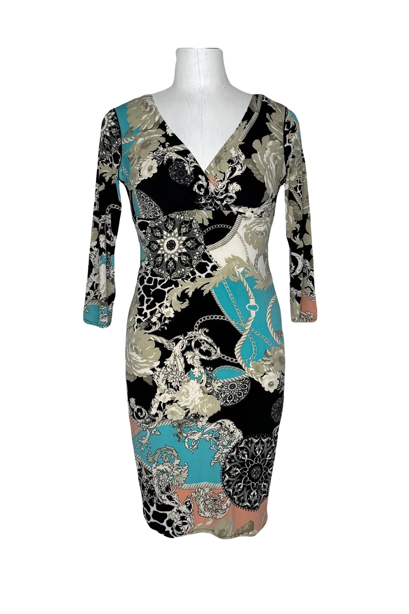 A line below knee long sleeve surplice dress
