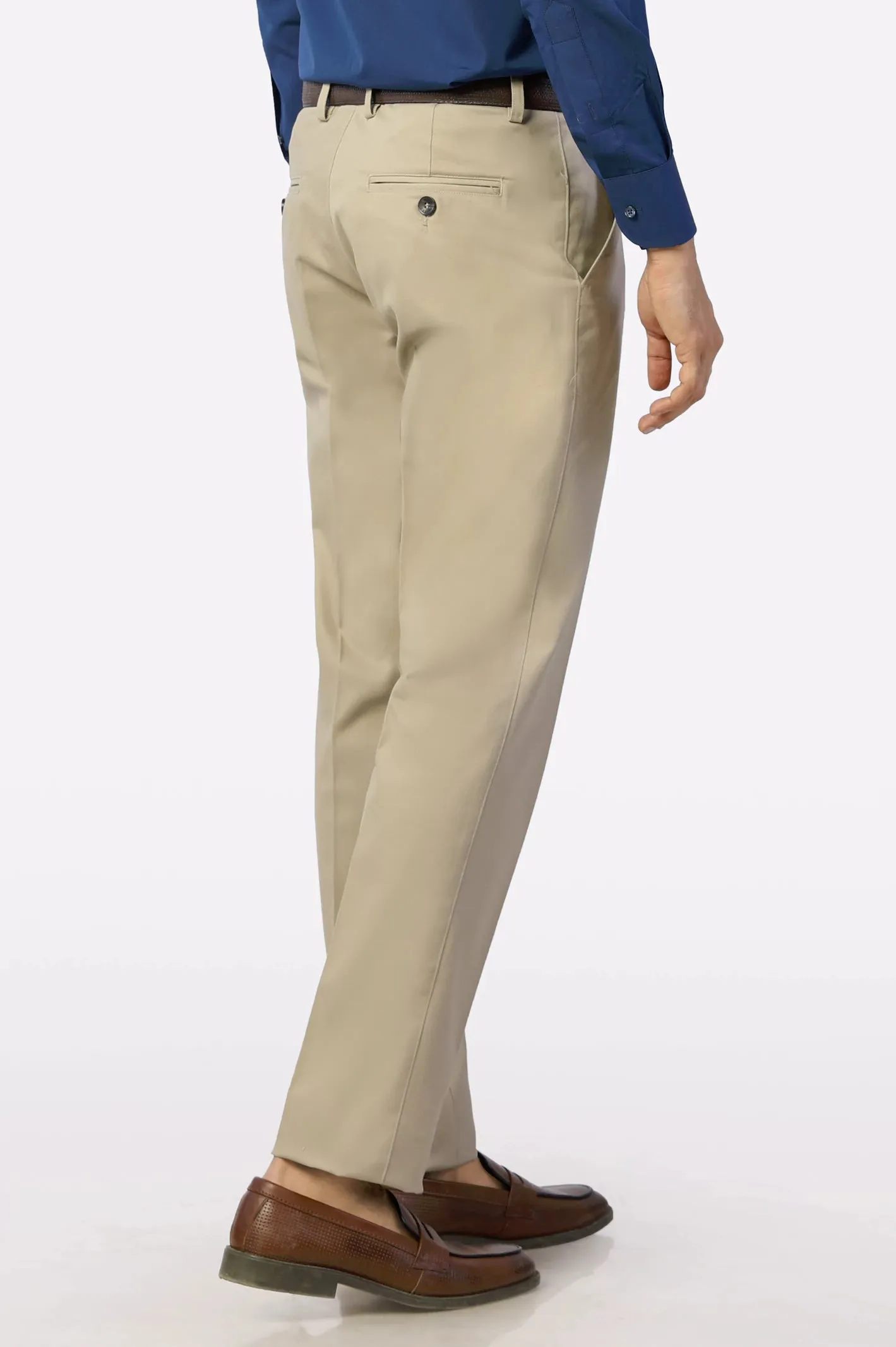 Beige Regular Fit Cotton Trouser