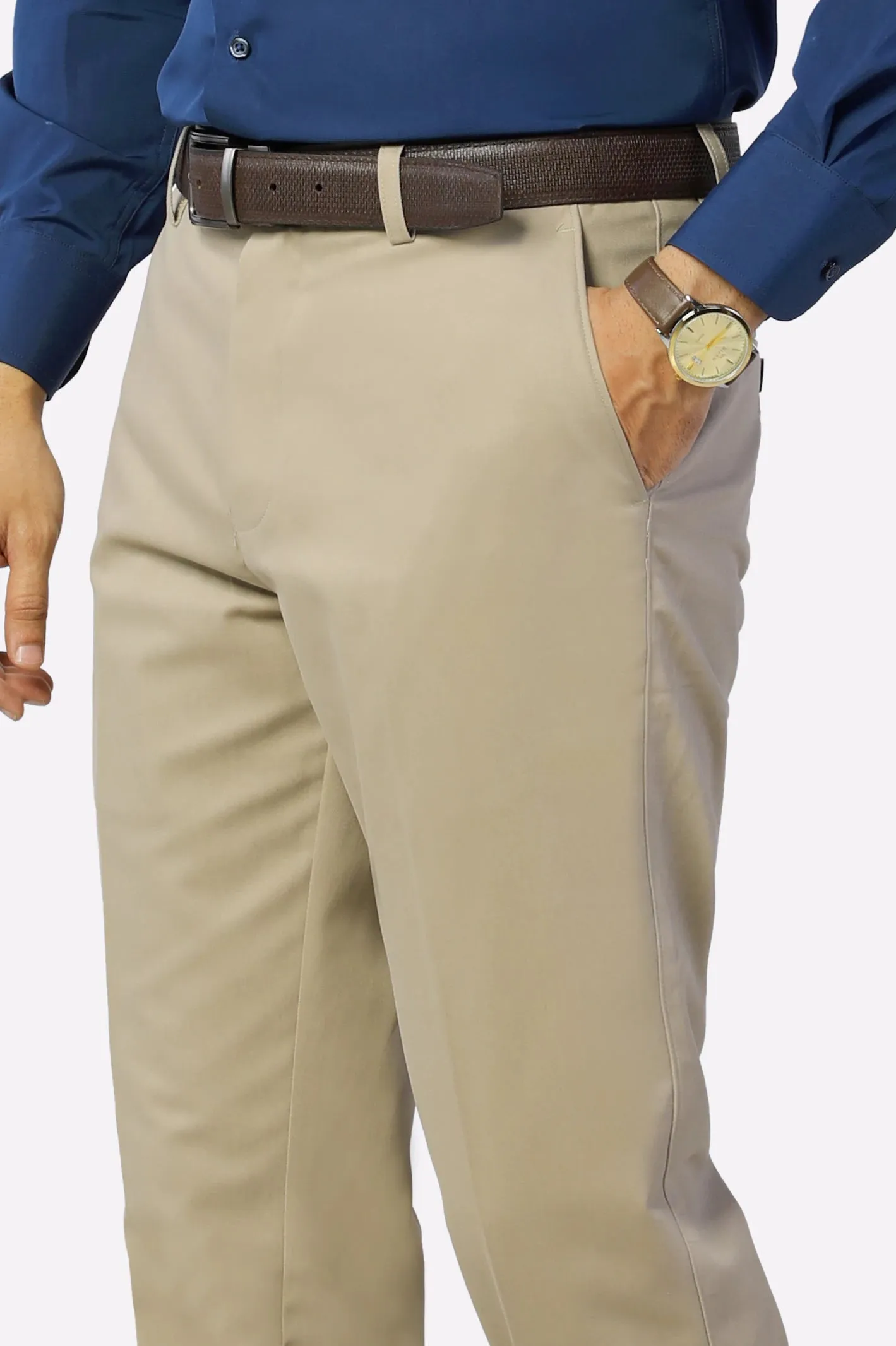 Beige Regular Fit Cotton Trouser