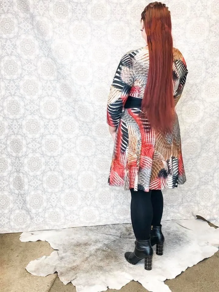 Berry/Multi V-Neck Dress