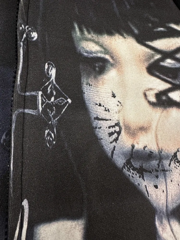 Black Emo Punk Spooky Girl Zip Hoodie