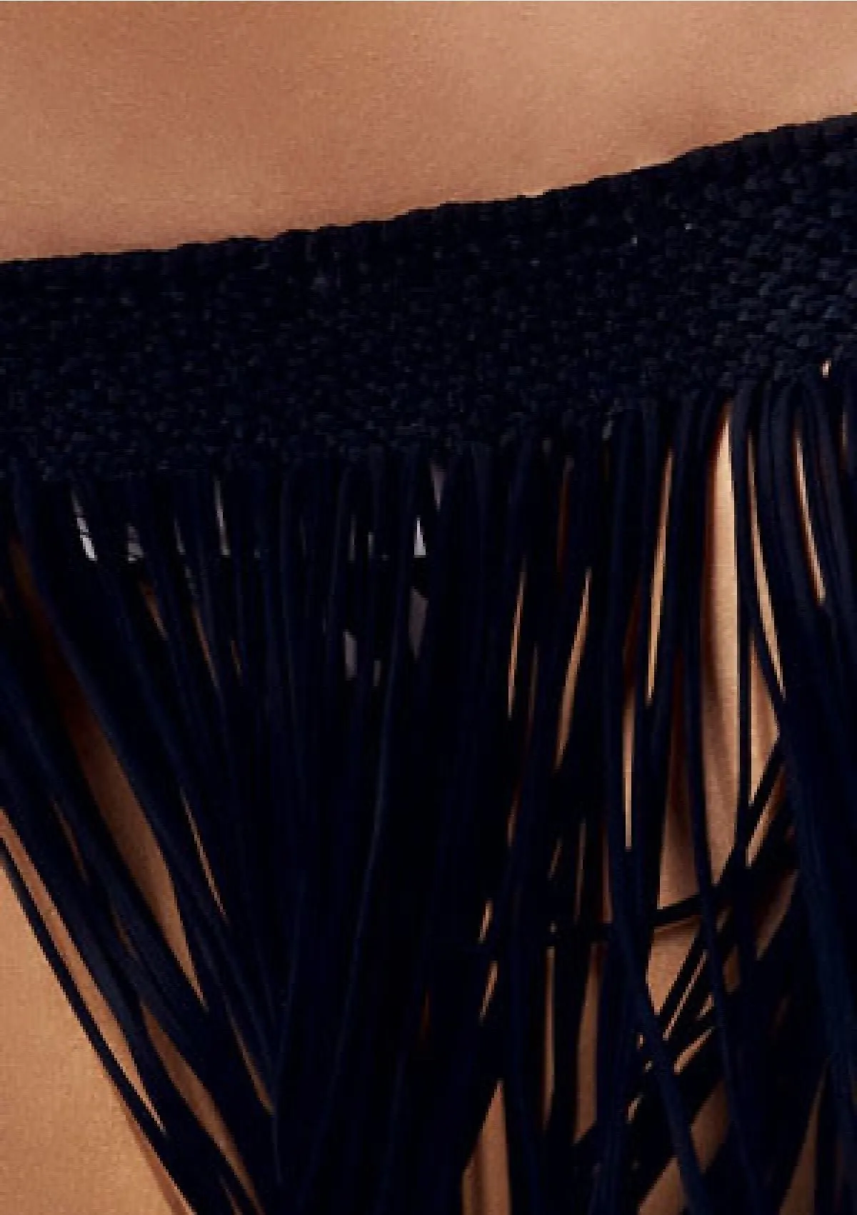 Black Fringe Short Beach Skirt
