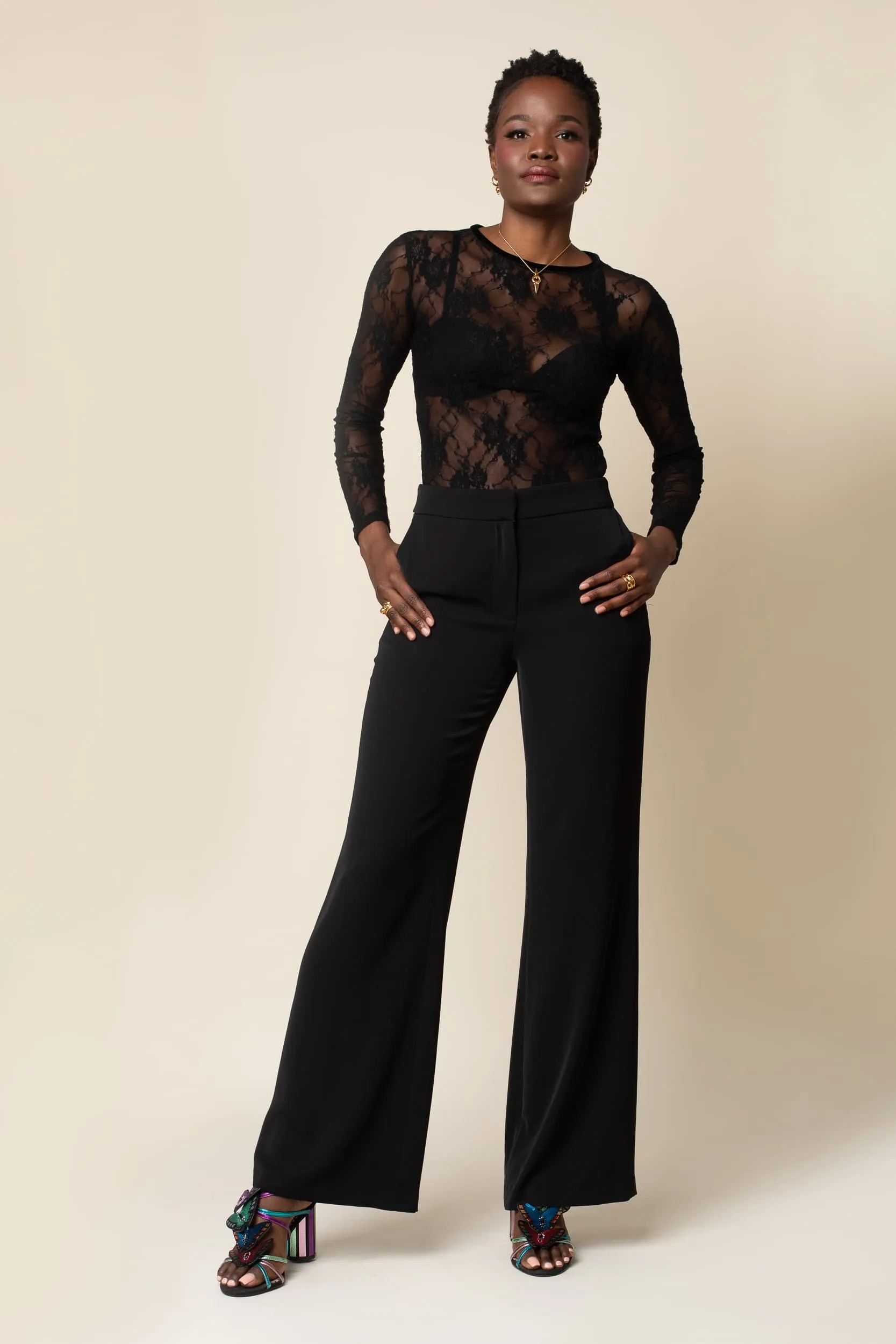 Black Mystique Stretch Lace Top