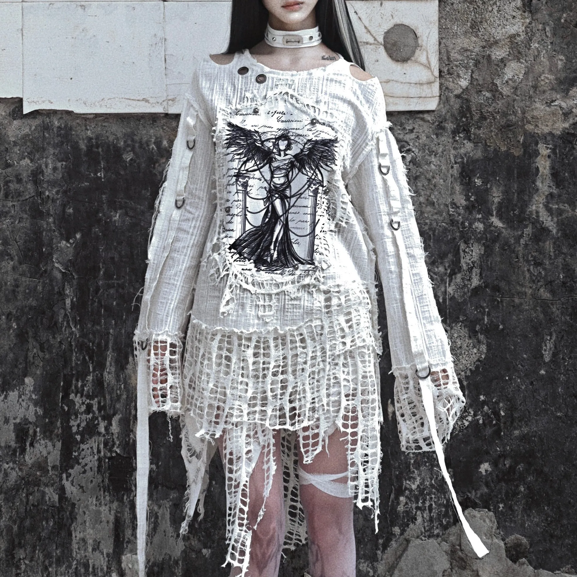 [Blood Supply] Madhouse Distressed Vintage Print Sweatshirt