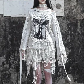 [Blood Supply] Madhouse Distressed Vintage Print Sweatshirt