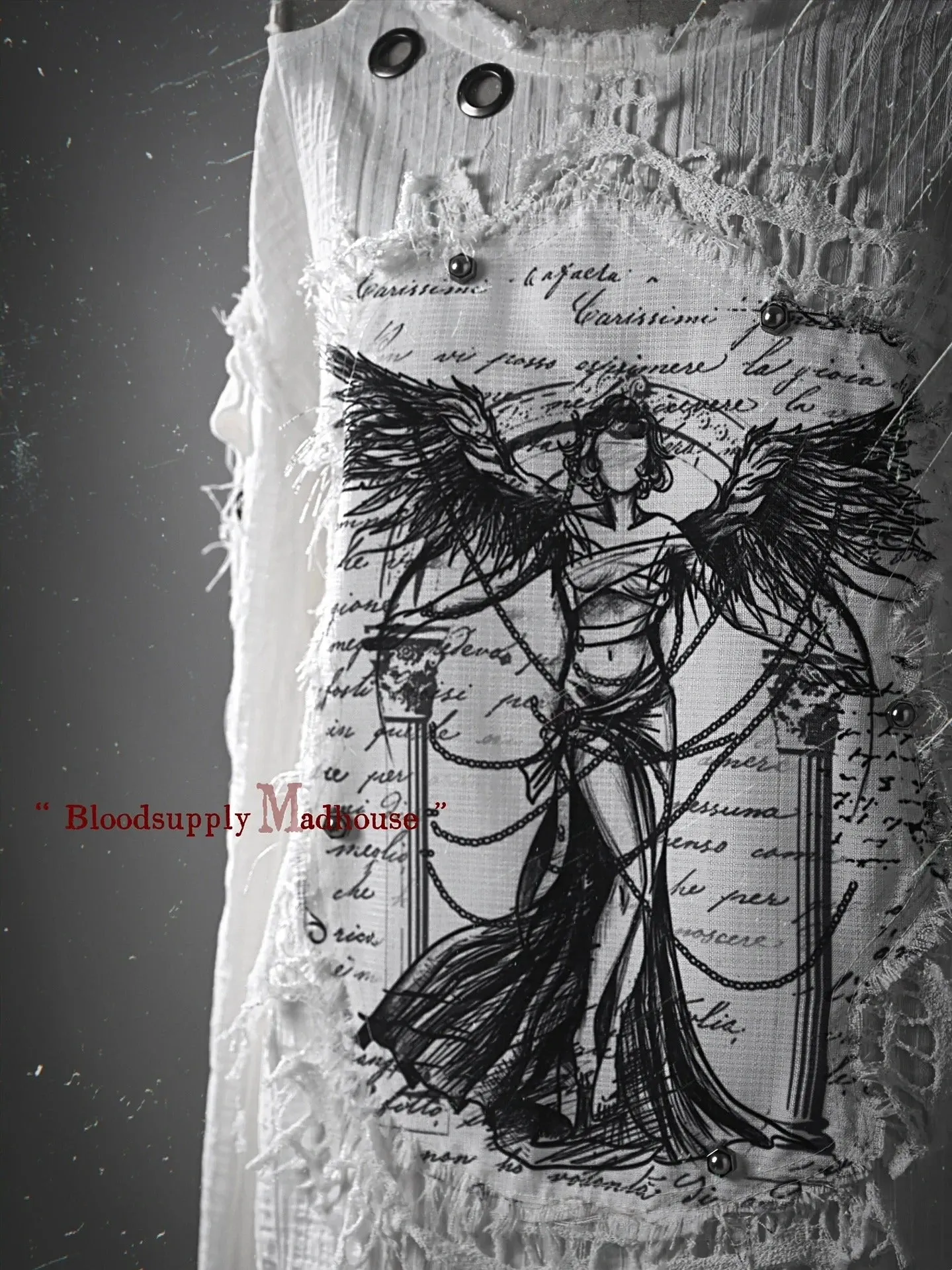 [Blood Supply] Madhouse Distressed Vintage Print Sweatshirt