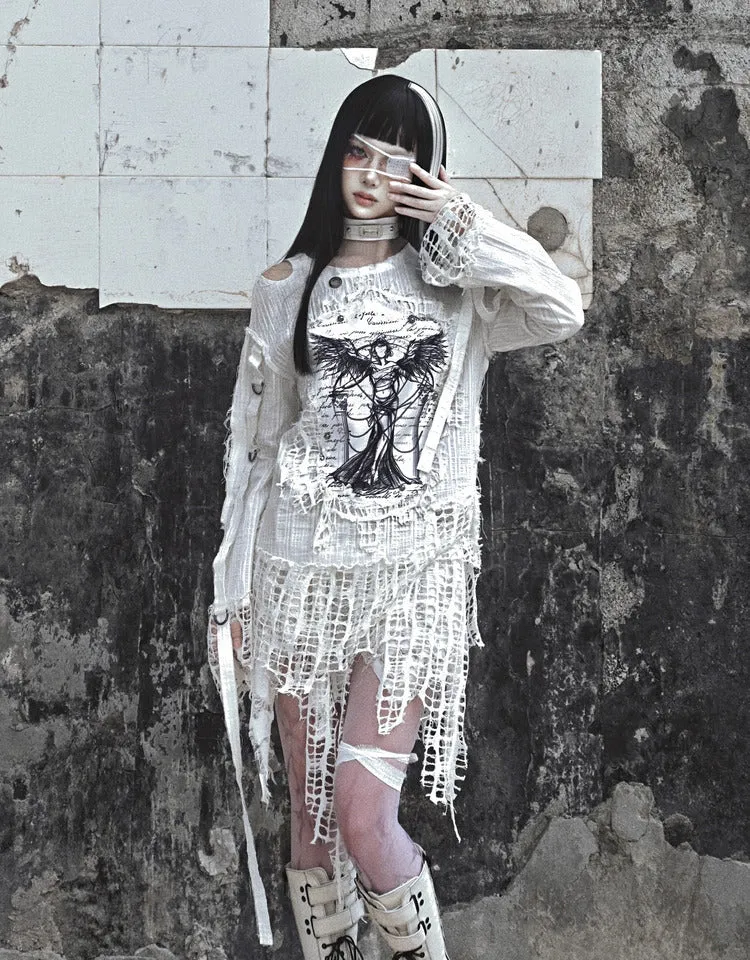 [Blood Supply] Madhouse Distressed Vintage Print Sweatshirt