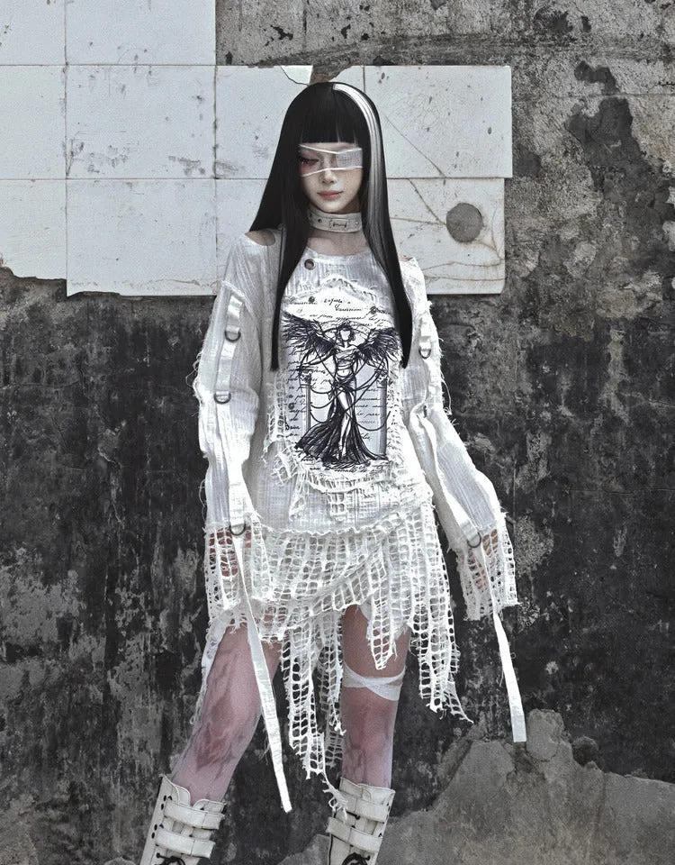 [Blood Supply] Madhouse Distressed Vintage Print Sweatshirt