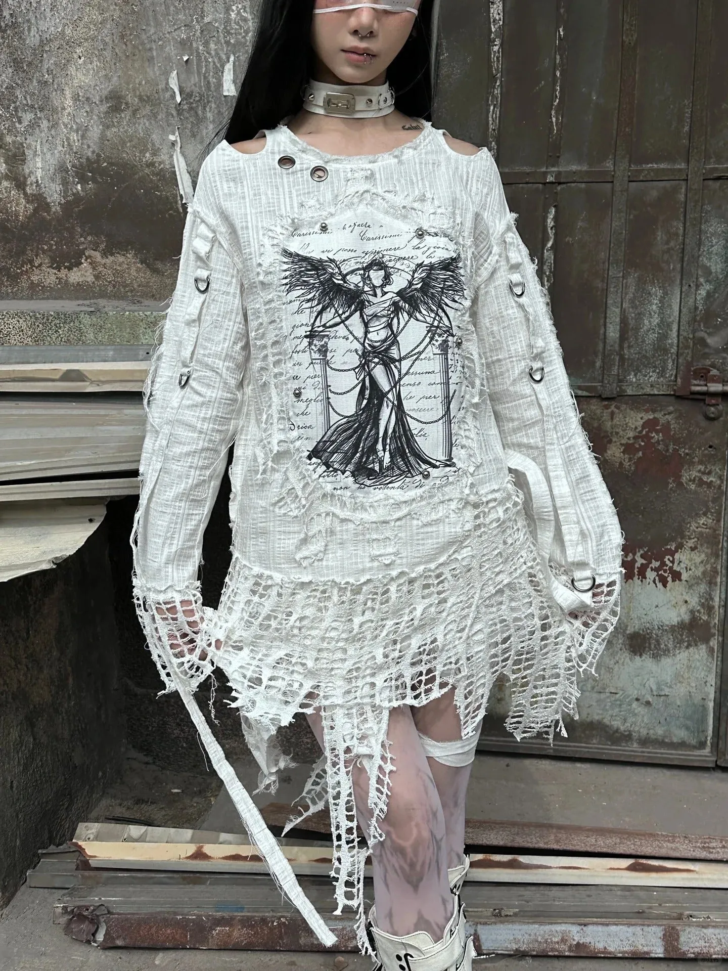 [Blood Supply] Madhouse Distressed Vintage Print Sweatshirt