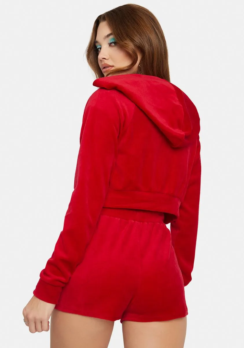 Cherry No Surprise Velour Shorts Set