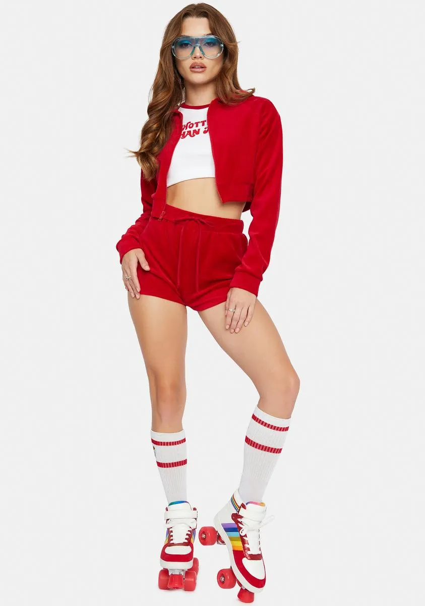Cherry No Surprise Velour Shorts Set