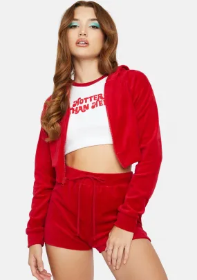 Cherry No Surprise Velour Shorts Set