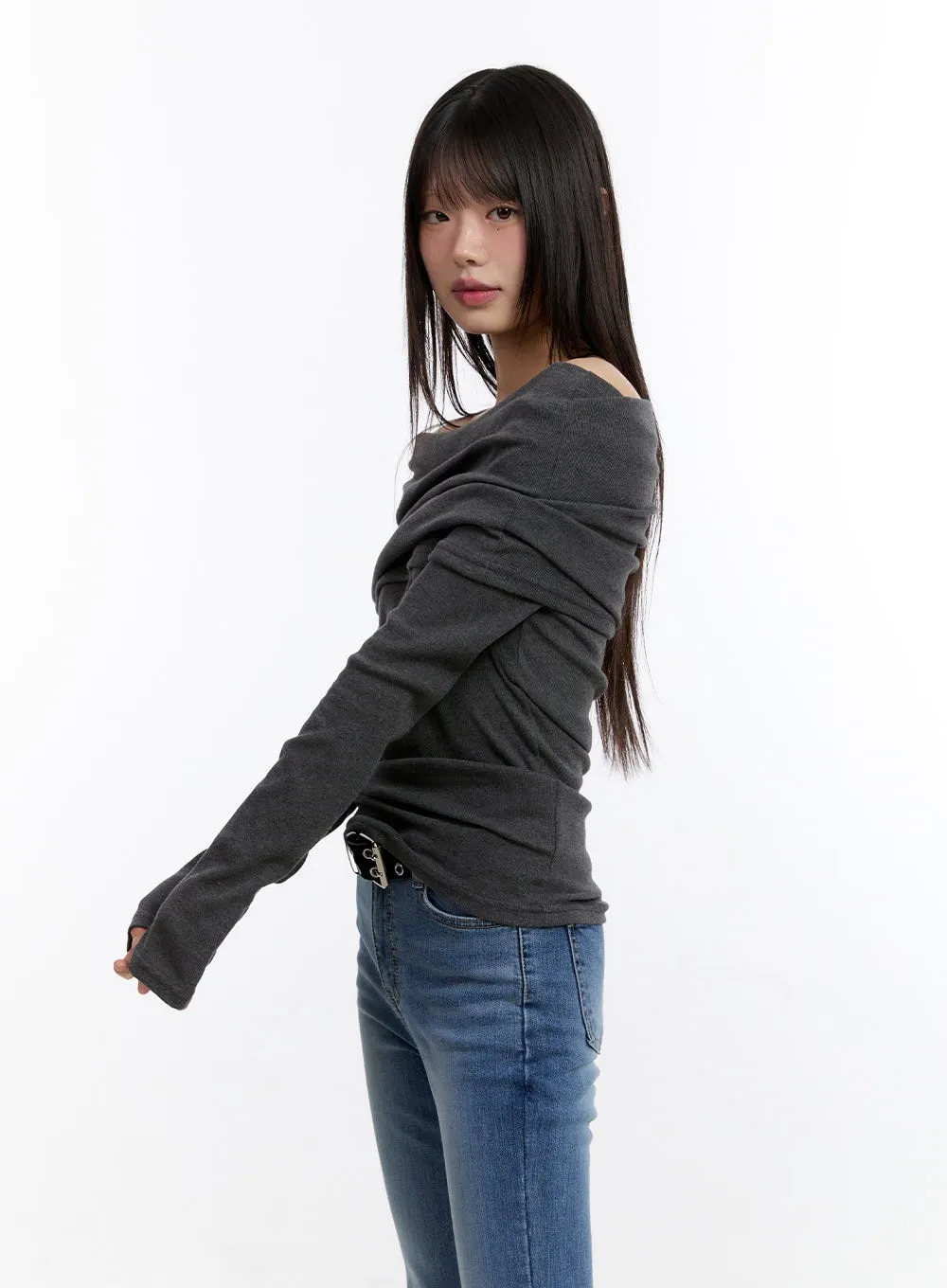 Chic Off-Shoulder Hoodie Top CA508