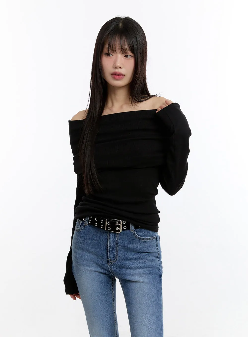 Chic Off-Shoulder Hoodie Top CA508