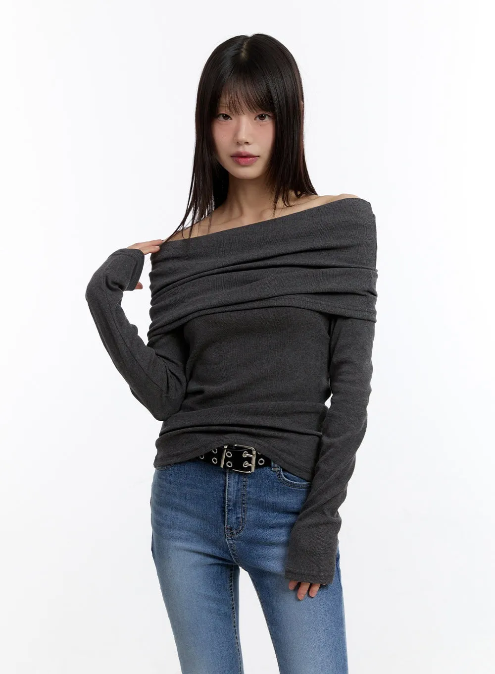 Chic Off-Shoulder Hoodie Top CA508