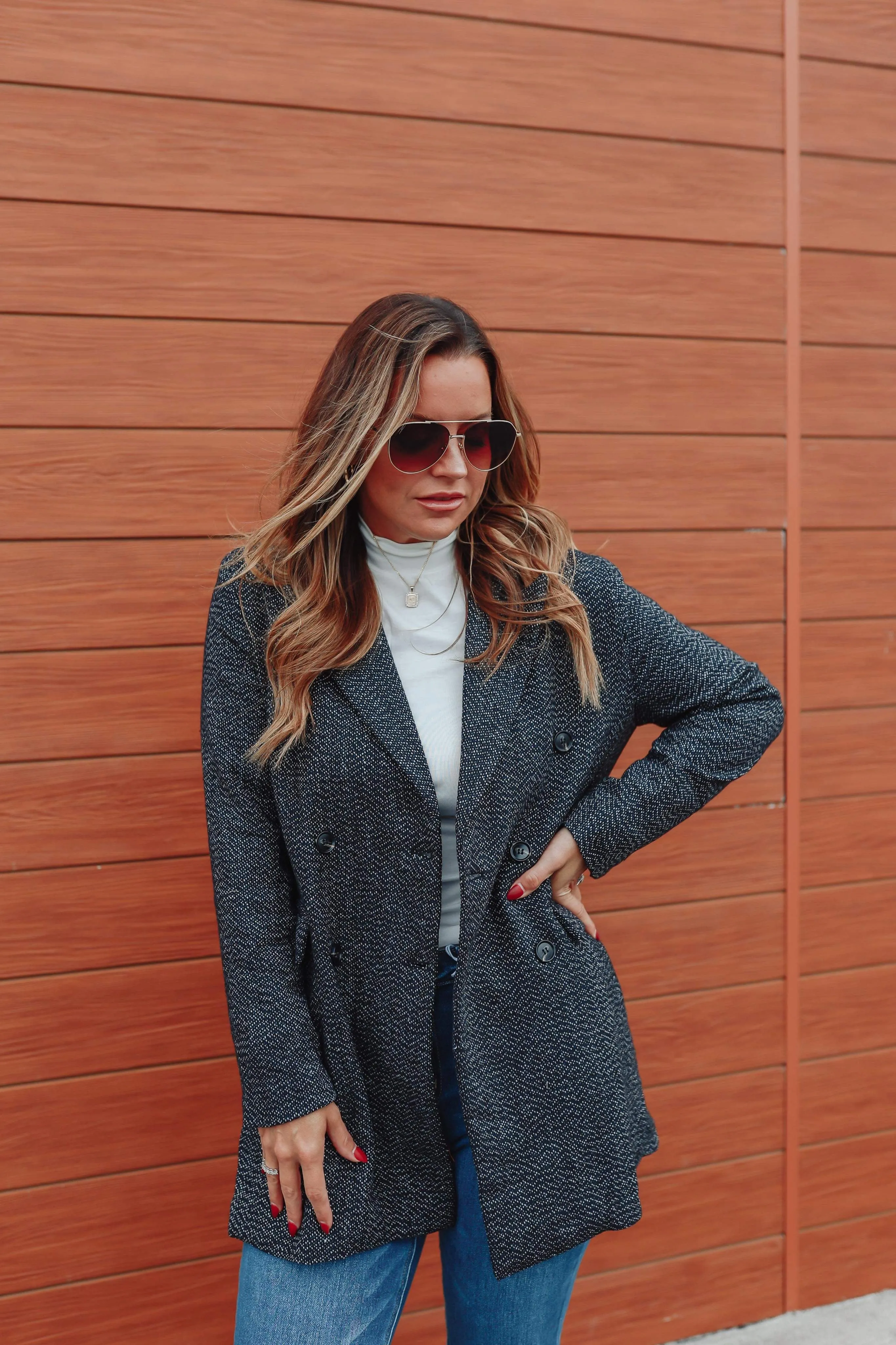 Chic Upon Arrival Button Down Blazer Jacket In Black