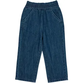 Copenhagen Colors Dark Indigo Blue Washed Organic Chinos W. Bow Regular Fit
