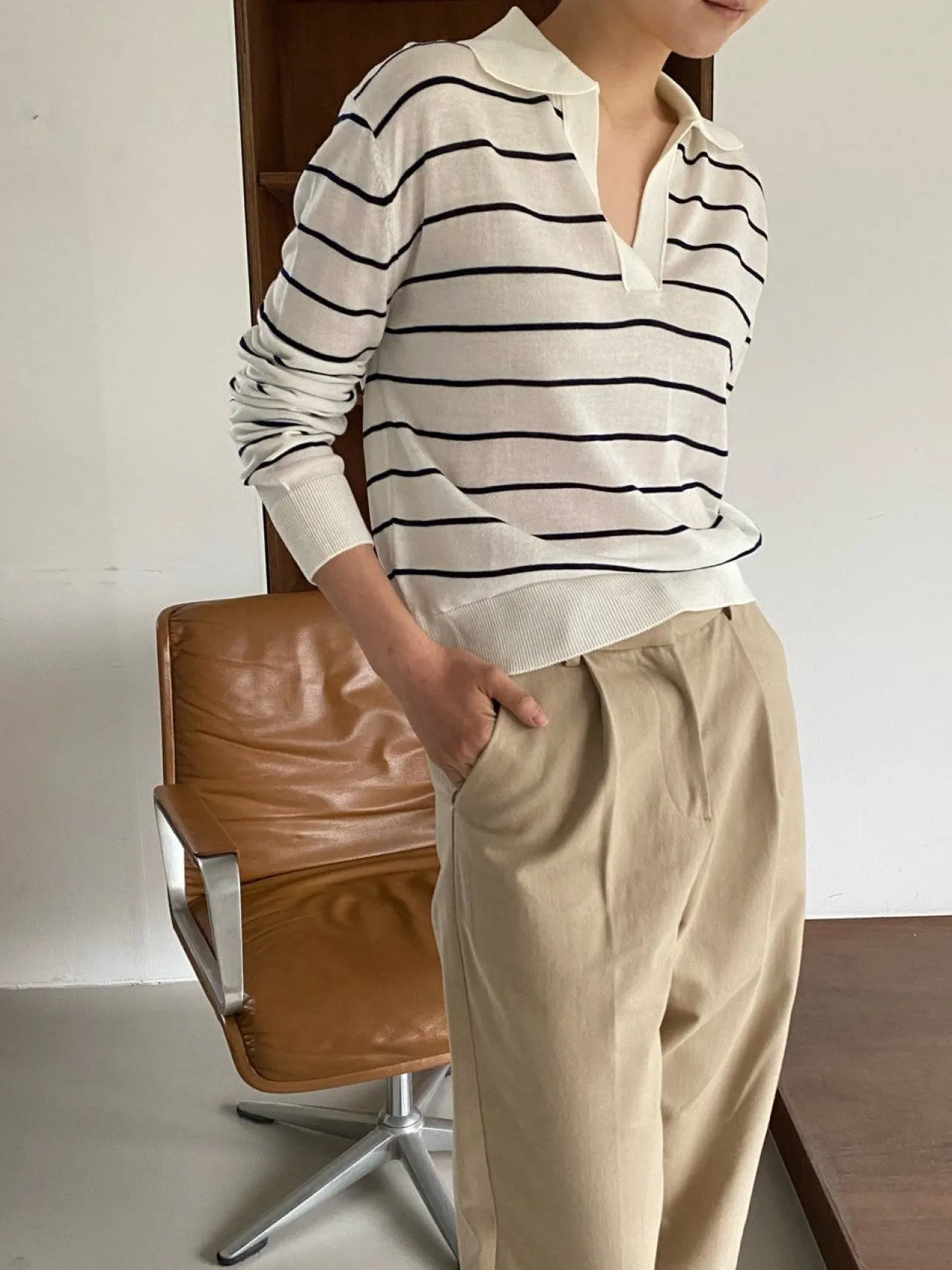 COTTON PIN TUCK CHINOS