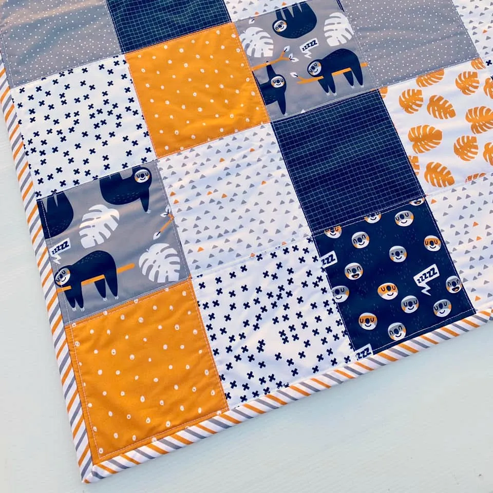 CUSTOM DIGITAL WOVEN (Cotton Poplin 140gsm) Mod Sloths - Tropical Leaves Orange