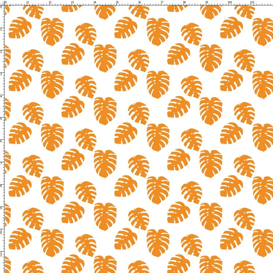 CUSTOM DIGITAL WOVEN (Cotton Poplin 140gsm) Mod Sloths - Tropical Leaves Orange