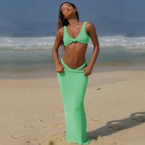 Dana - Ribbed 3 piece bikini set with maxi skirt