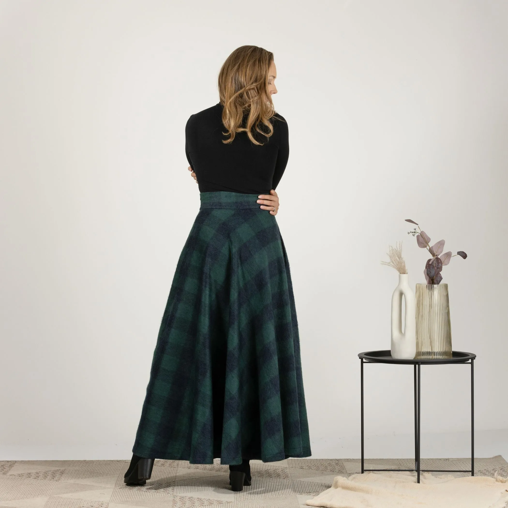 Dark Gray High Waisted Wool Maxi Skirt