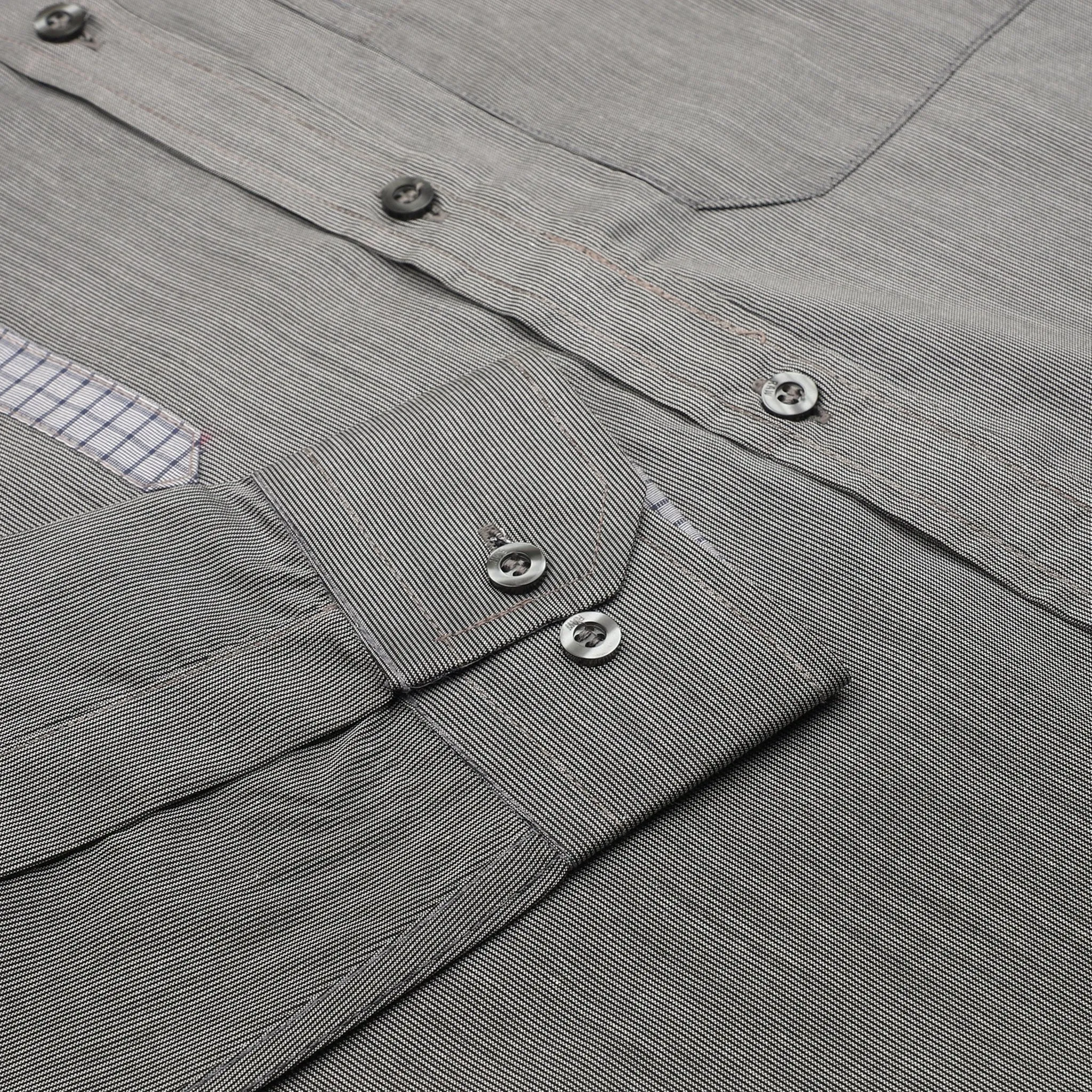 Dark Grey Stripes Cotton Shirt