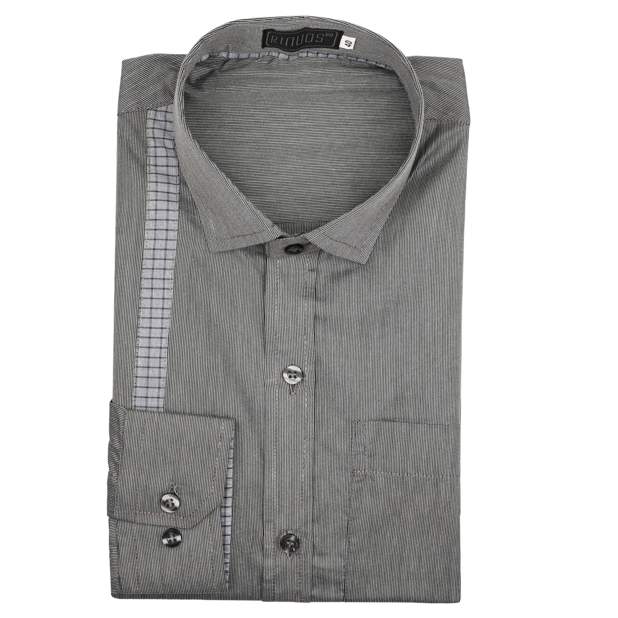 Dark Grey Stripes Cotton Shirt