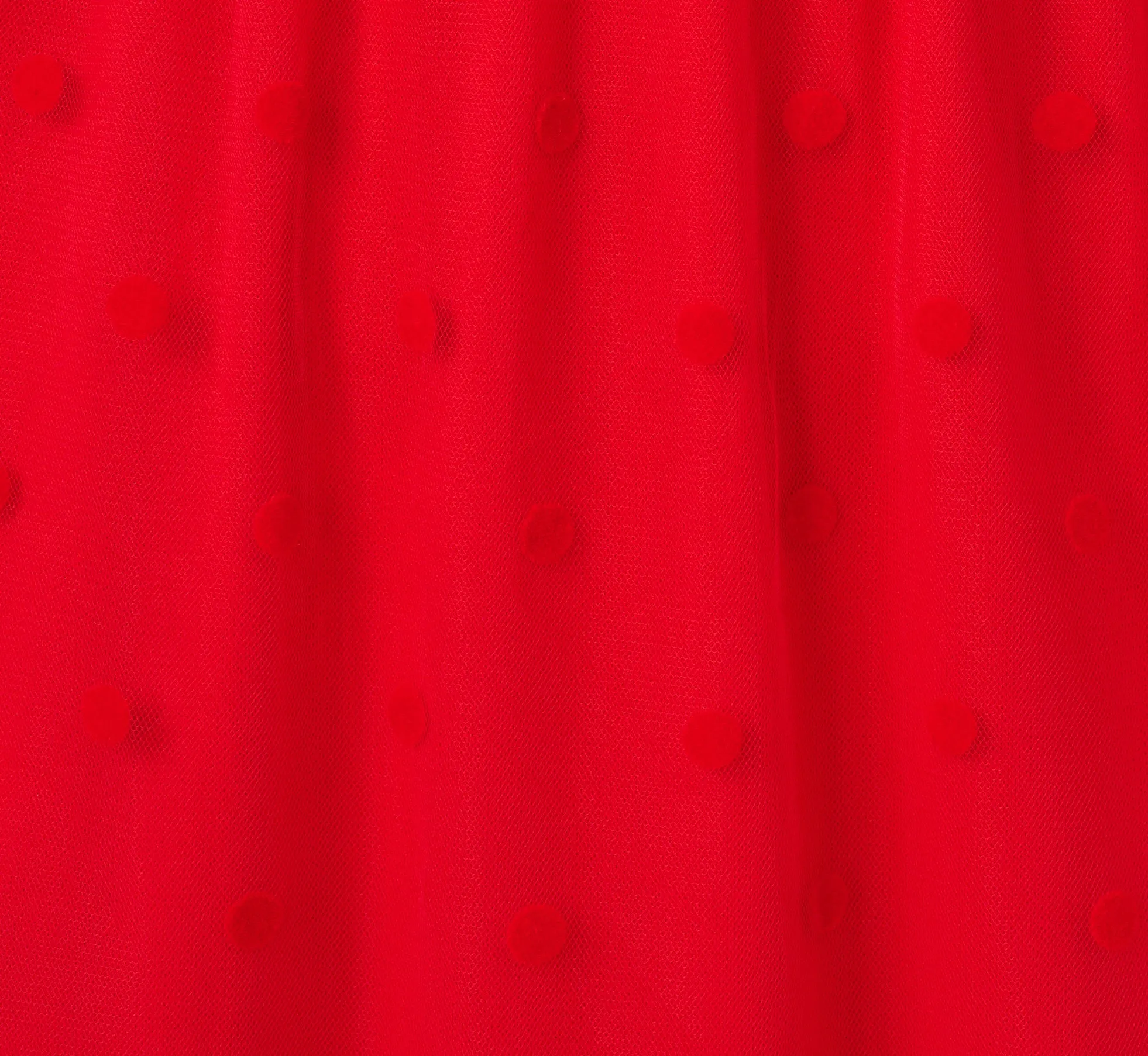 Dot Tulle Ruffle Dress In Red