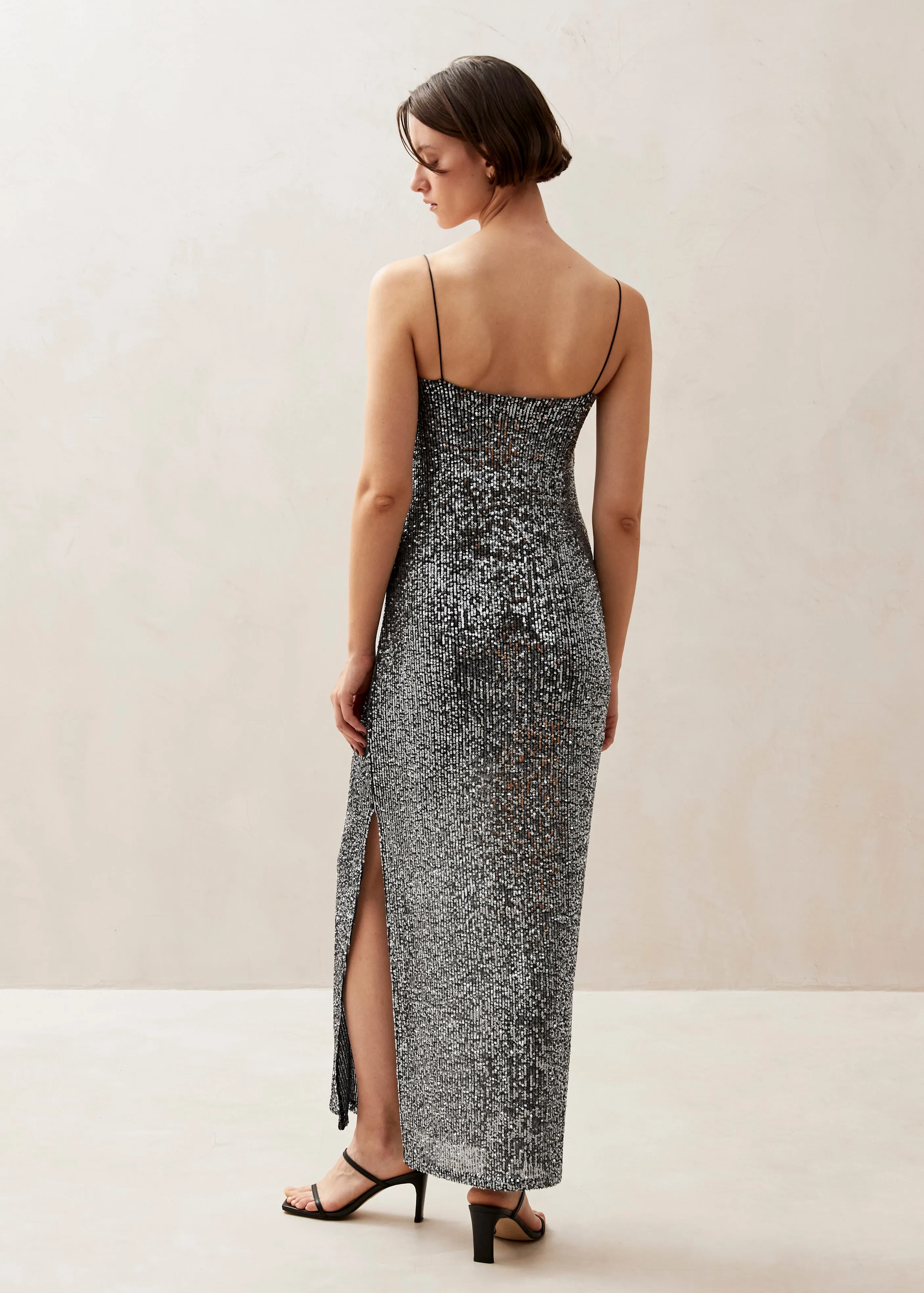 Elmi Shimmer Silver Midi Dress