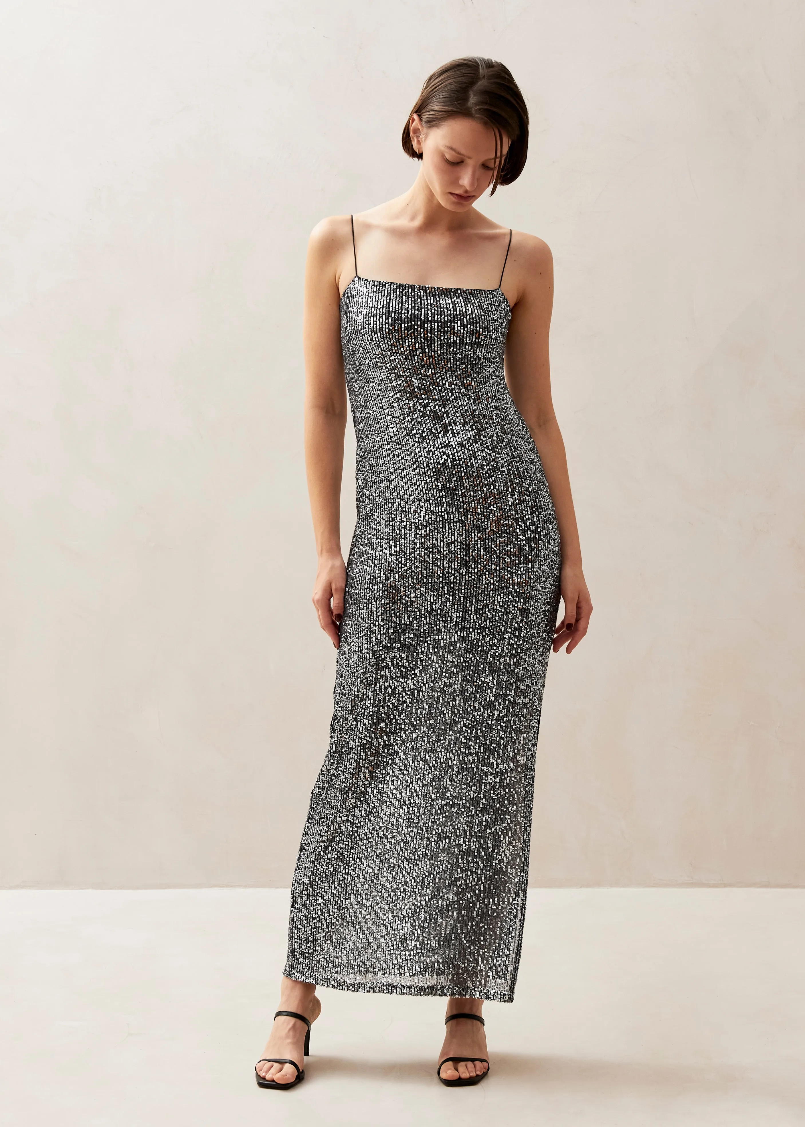 Elmi Shimmer Silver Midi Dress