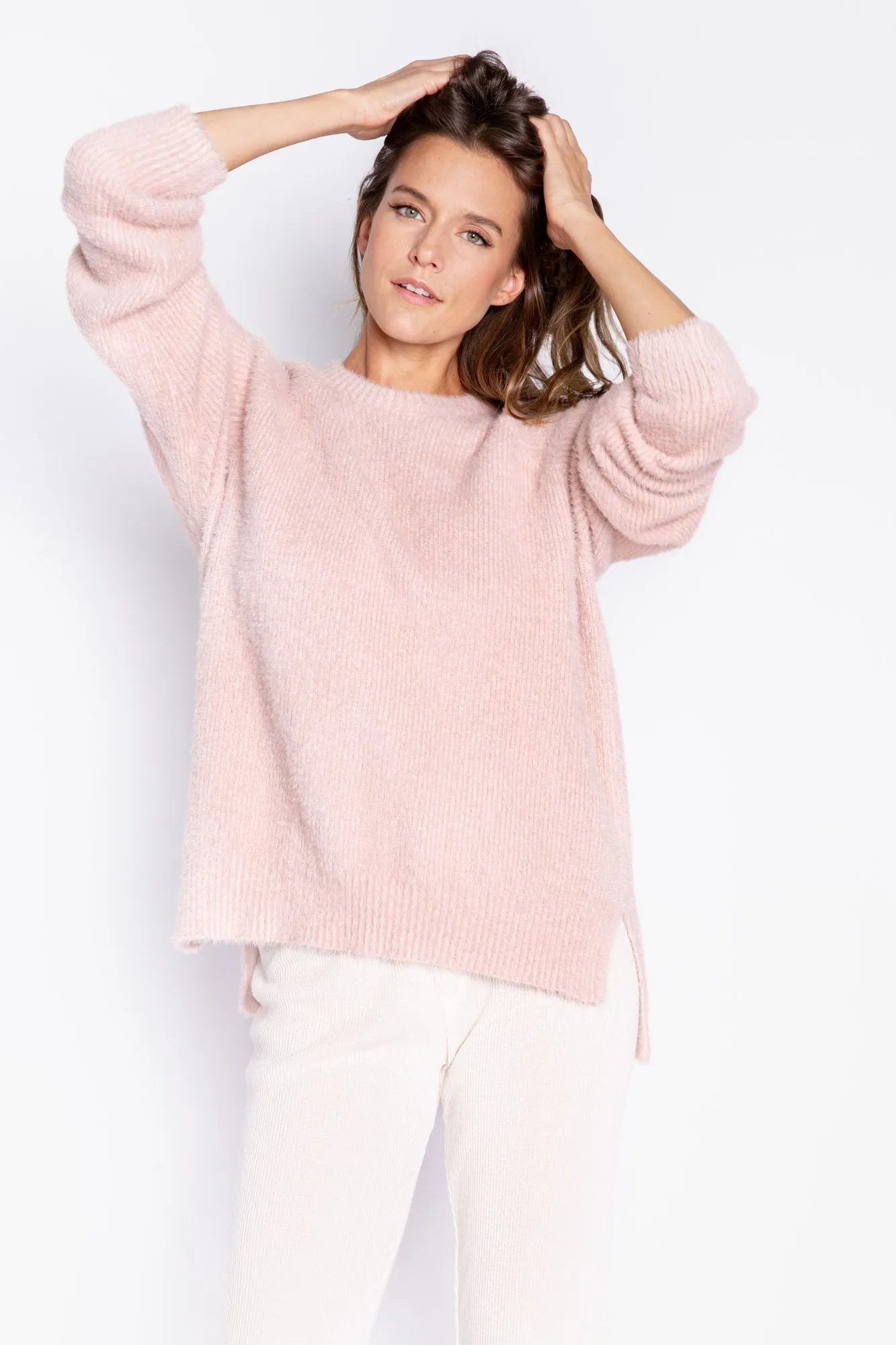 Feather Knit Long Sleeve Top