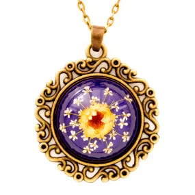 Flower Necklace Classic Orb Purple-Orange