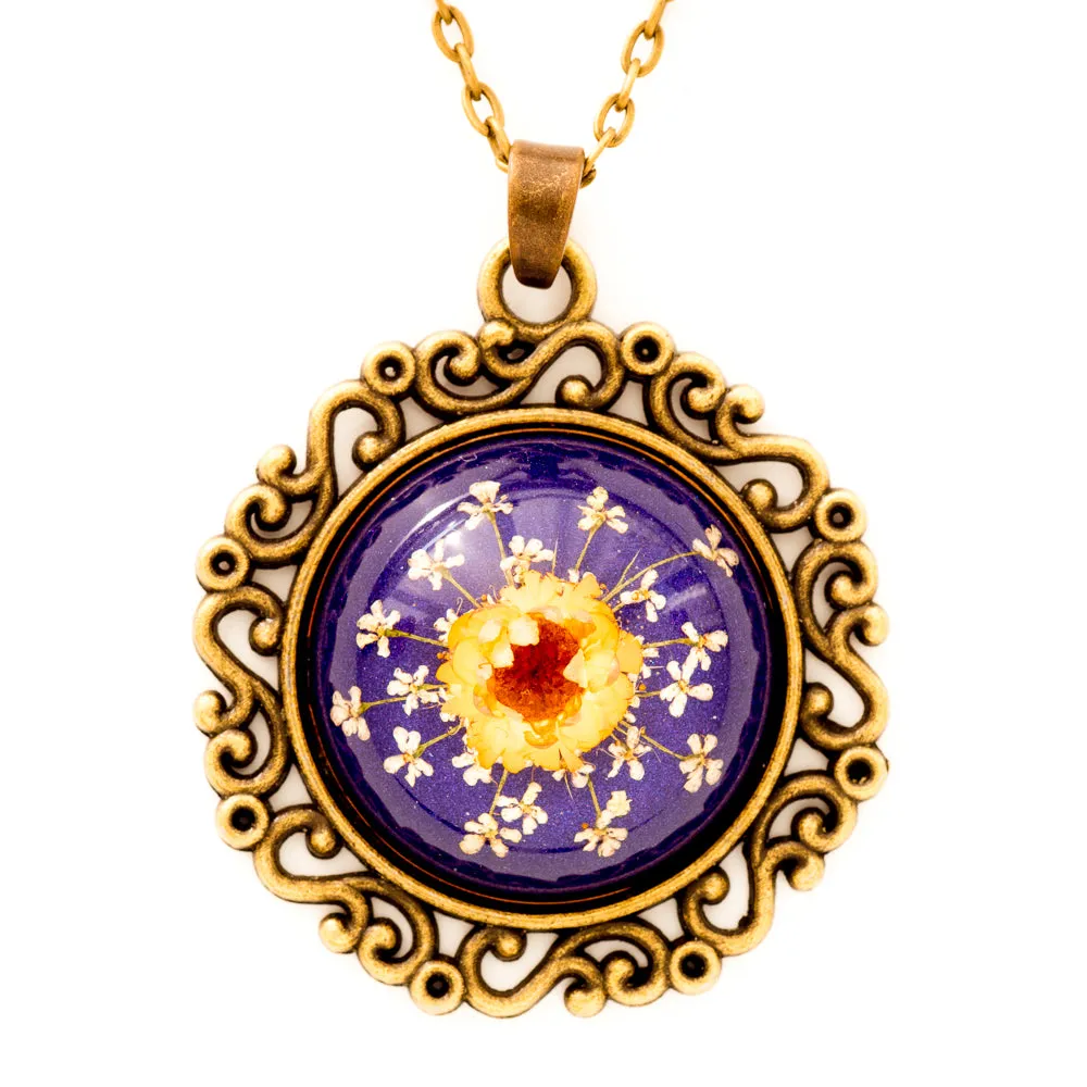 Flower Necklace Classic Orb Purple-Orange