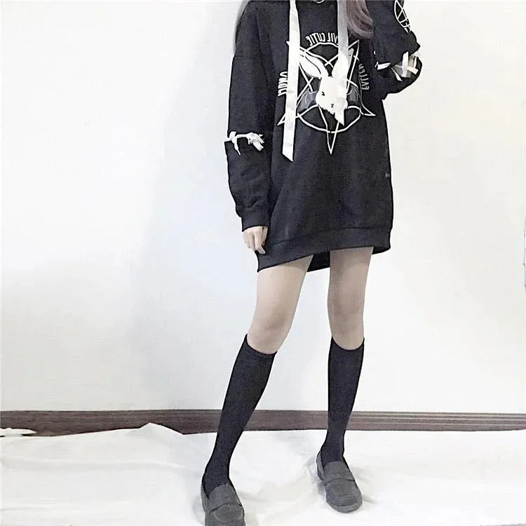 Gothic Darling: Evil Cutie Rabbit Sweatshirt - Embrace Darkness with Style! 🖤🐰