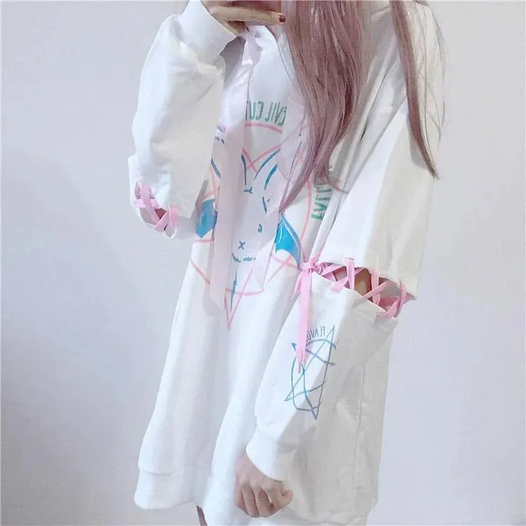 Gothic Darling: Evil Cutie Rabbit Sweatshirt - Embrace Darkness with Style! 🖤🐰