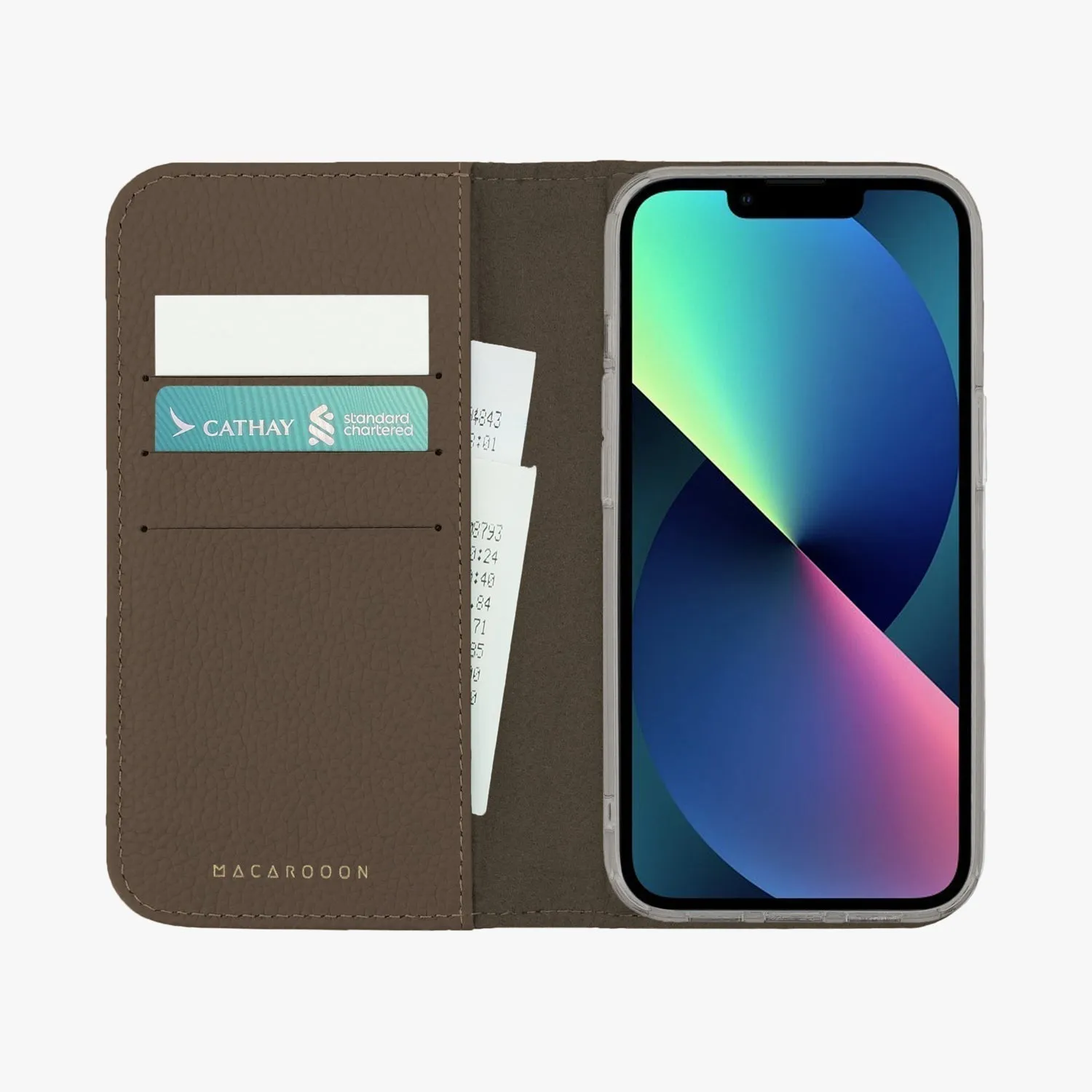 iPhone 15 Plus MagSafe Leather Flip Cover with Clear Case