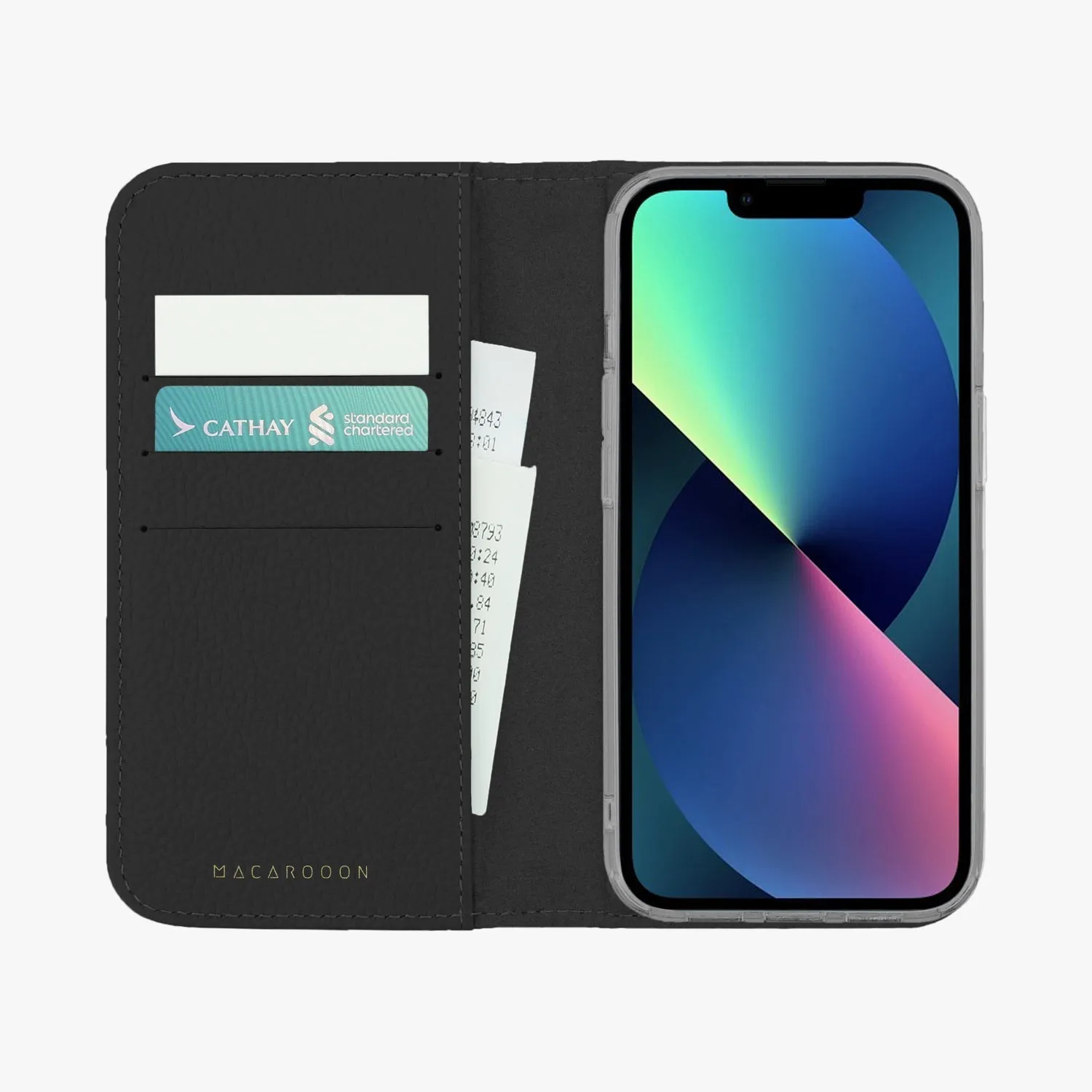 iPhone 15 Plus MagSafe Leather Flip Cover with Clear Case