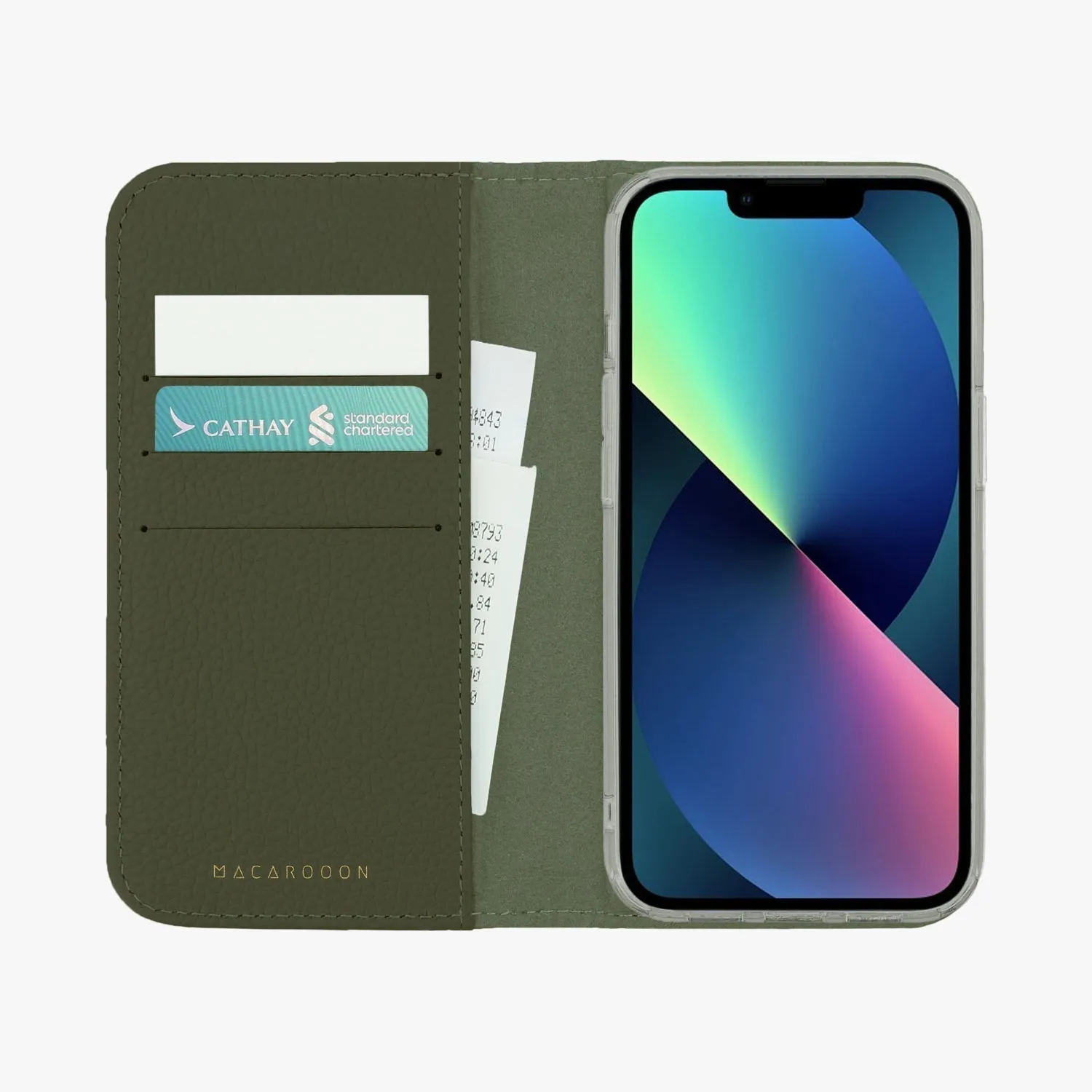 iPhone 15 Plus MagSafe Leather Flip Cover with Clear Case