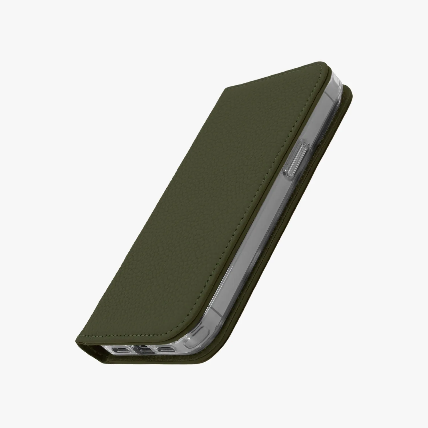 iPhone 15 Plus MagSafe Leather Flip Cover with Clear Case