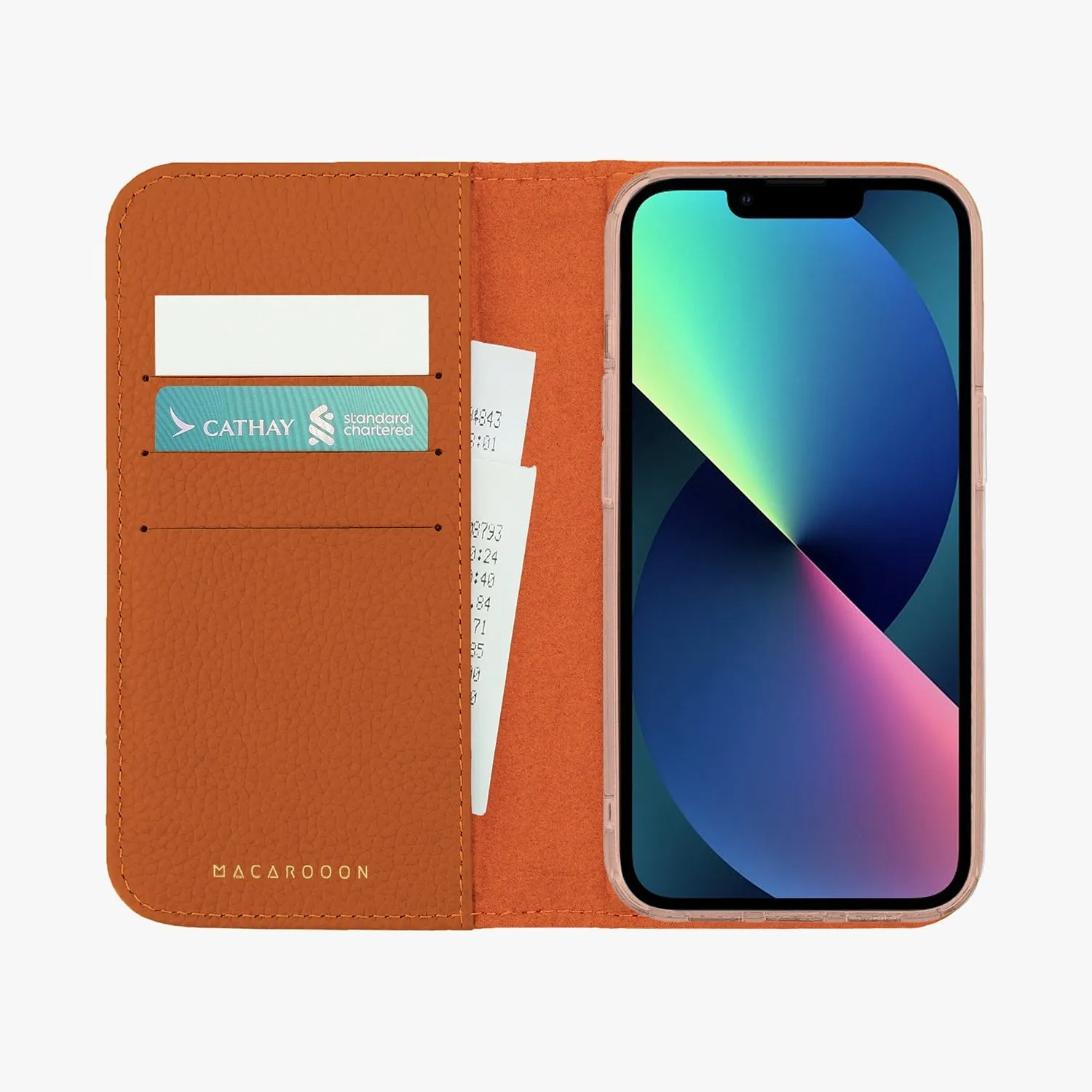 iPhone 15 Plus MagSafe Leather Flip Cover with Clear Case