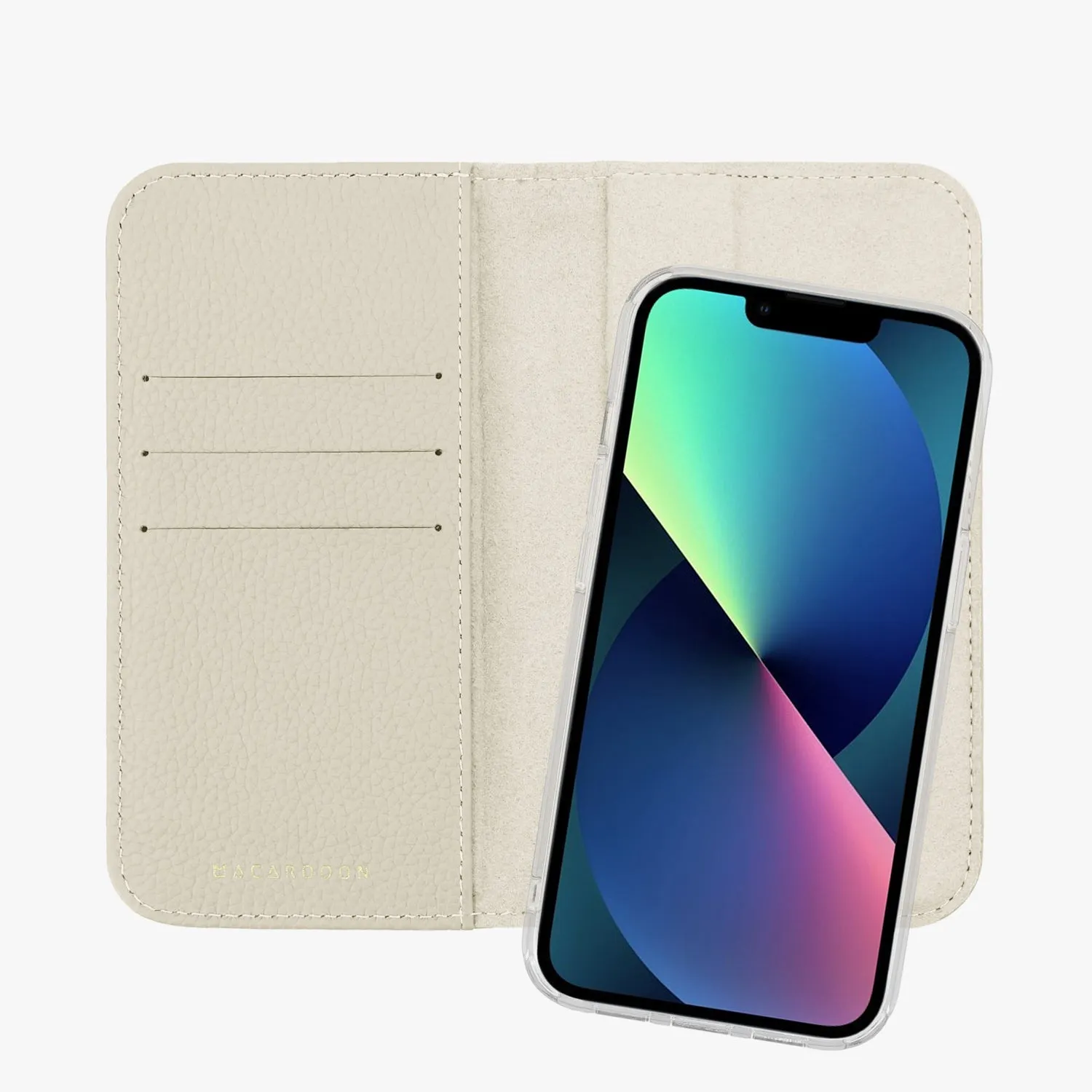 iPhone 15 Plus MagSafe Leather Flip Cover with Clear Case