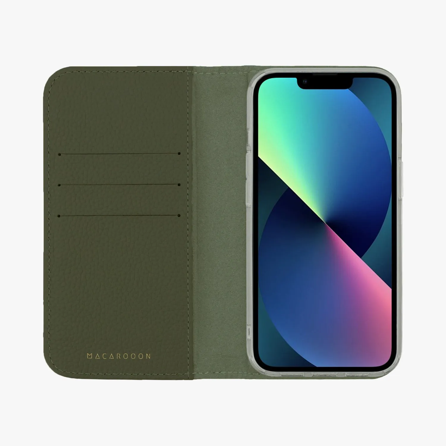iPhone 15 Plus MagSafe Leather Flip Cover with Clear Case