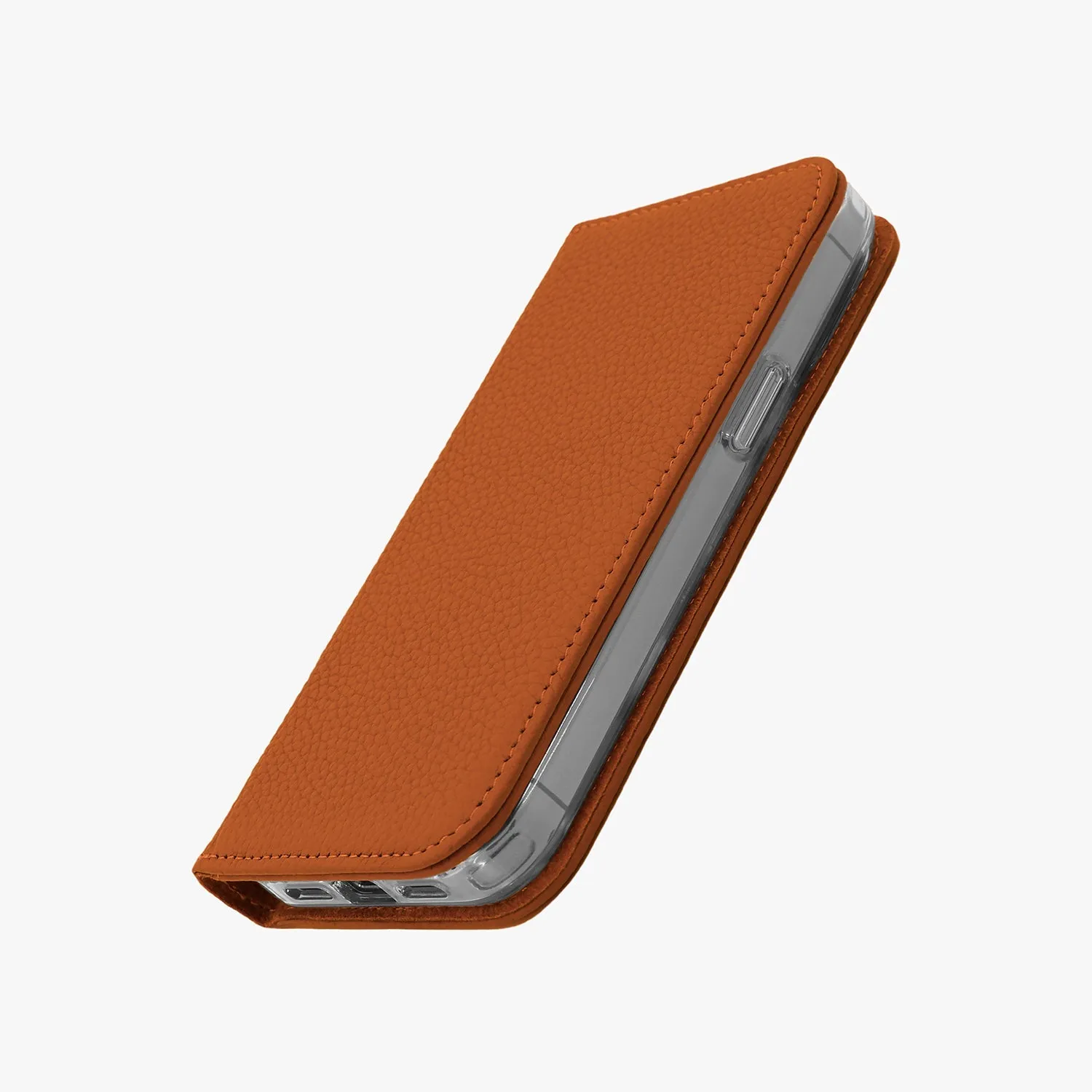 iPhone 15 Pro Max MagSafe Leather Flip Cover with Clear Case