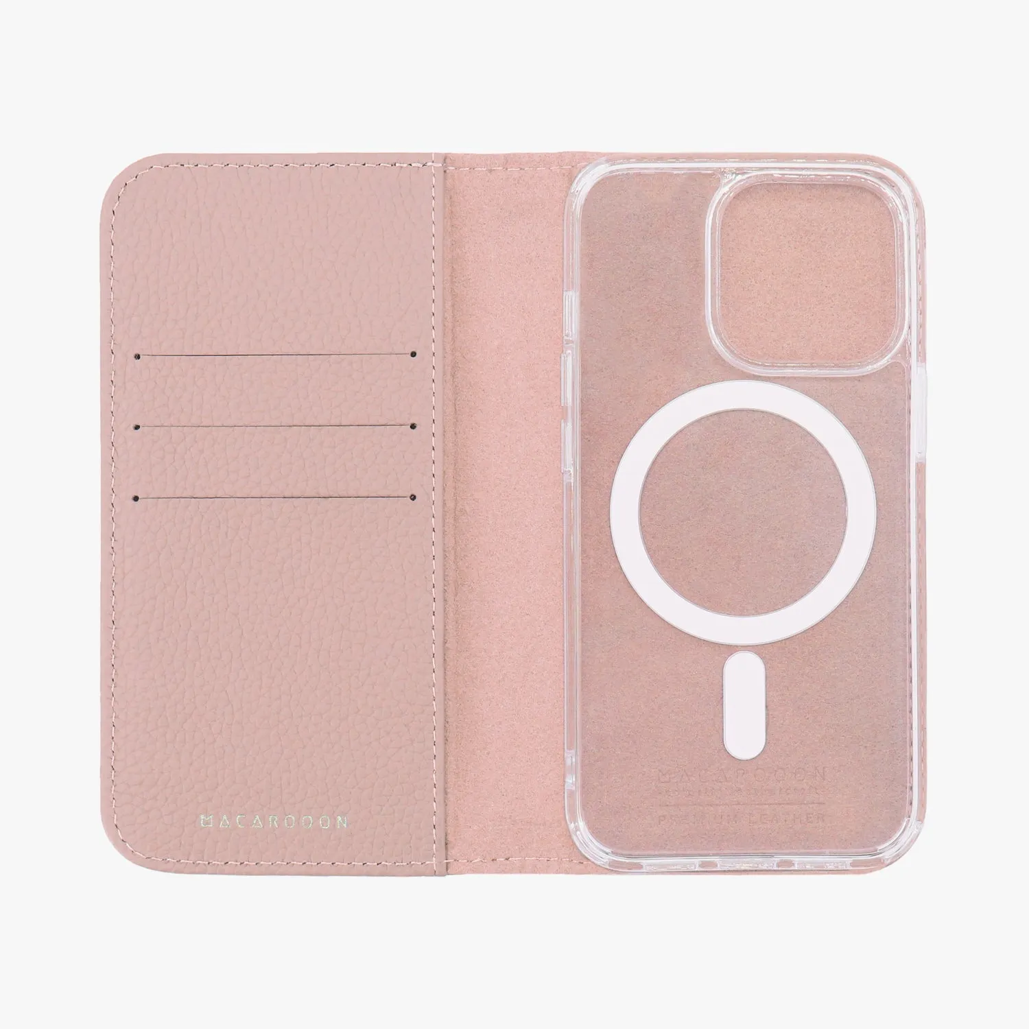 iPhone 15 Pro Max MagSafe Leather Flip Cover with Clear Case