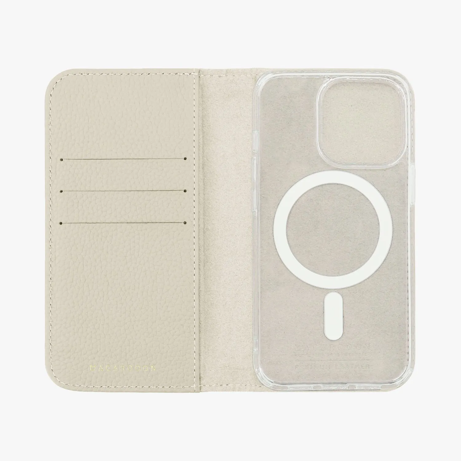 iPhone 15 Pro Max MagSafe Leather Flip Cover with Clear Case