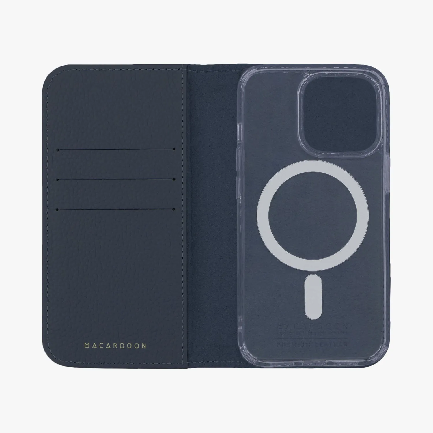 iPhone 15 Pro Max MagSafe Leather Flip Cover with Clear Case