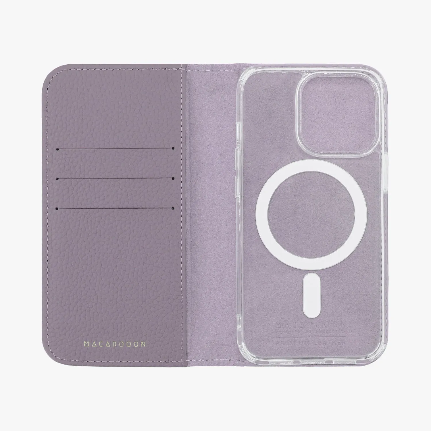 iPhone 15 Pro Max MagSafe Leather Flip Cover with Clear Case